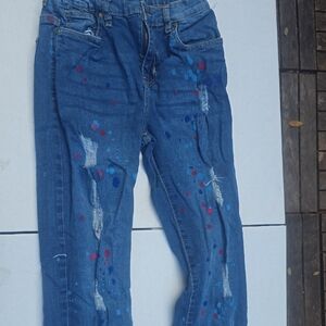 NYC Women's Blue Skinny Jeans with Paint-Splatter Detail